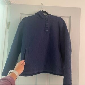 Lands’ End Quilted Navy Button-Front Jacket